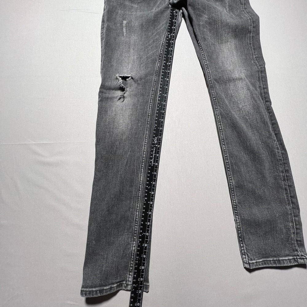 AllSaints Mens Chacoal Gray Denim Distressed Mid Rise Denim Skinny Jeans Size 32 - Picture 13 of 15
